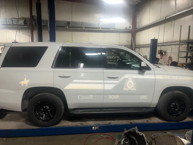 Police SUV in the workshop